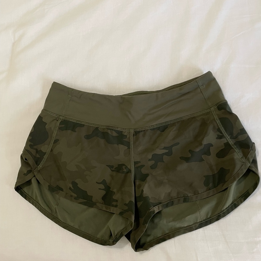 Lululemon speed shorts. 4 way stretch. Camo 2 inch inseam